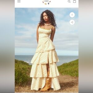 Eddy Aesthetic Floral Yellow Tiered Maxi Dress